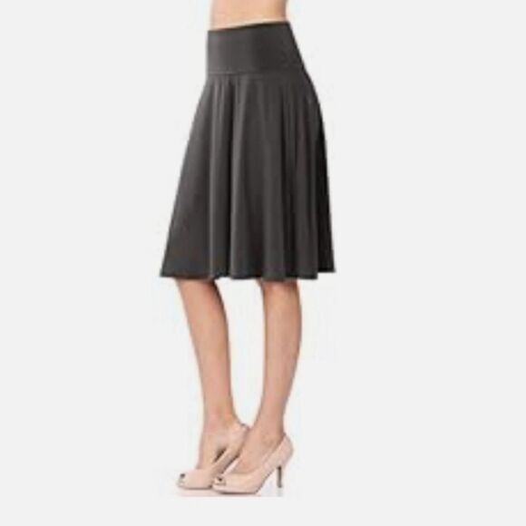 Coldwater Creek Pull On Knit Swing Skirt Gray Women’s Size Petite Medium (10/12) - Picture 1 of 7